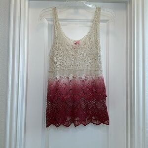 Crochet tank top ombré pink and cream top size small